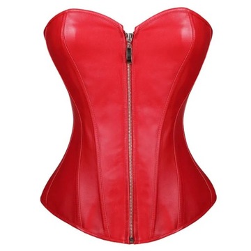 Black/Red Faux Leather Corset Sexy Clubwear Bustie