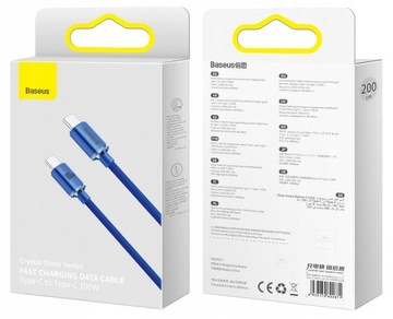 Кабель Baseus USB тип C — USB тип C, 2 м СИНИЙ usb c