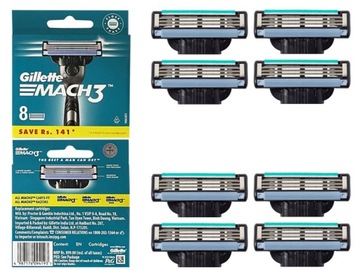 GILLETTE MACH 3 OSTRZA WKŁADY NOŻE DO MASZYNKI x8