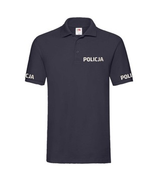 Koszulka męska Policja odblask granatowa Policyjna fruit of the loom XL