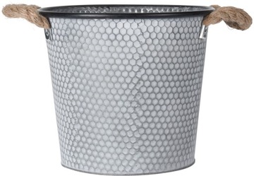 METALOWA OZDOBNA DONICA OSŁONKA OCYNK SZNUR JUTOWY ŚREDNICA 17 CM
