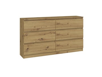 KOMODA NOWOCZESNA 140CM DĄB ARTISAN SŁUPEK REGAŁ SZAFKA SCHOWEK SZUFLADY