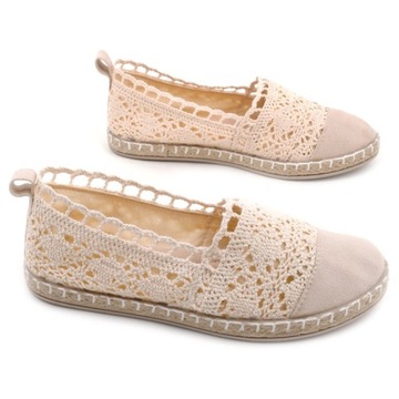 BUTY DAMSKIE ESPADRYLE KORONKOWE TENISÓWKI LEKKIE