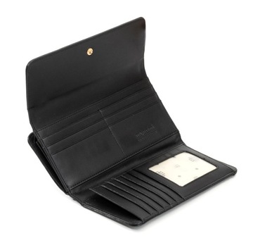 Monnari portfel czarny skórzany z klapką design
