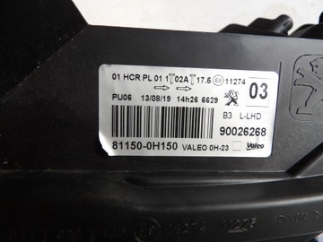LEVÝ PŘEDNÍ SVĚTLO 81150-0H150 PEUGEOT 108