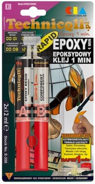 KLEJ EPOKSYDOWY BEZBARWNY 2X12ML TECHNICQLL E-358 ELEKTRONIKA JUBILERSTWO