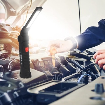 МОЩНАЯ СВЕТОДИОДНАЯ ЛАМПА ДЛЯ МАСТЕРСКИХ, МАГНИТНЫЙ КРЮЧОК, ПЕРЕЗАРЯЖАЕМЫЙ USB 5 В 1