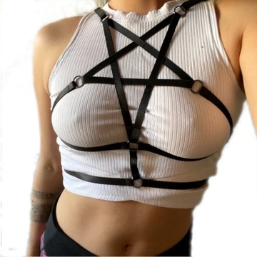 PENTAGRAM Czarny Seksowny HARNESS UPRZĄŻ OneSize