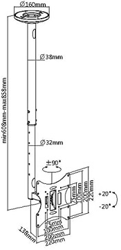 ПОТОЛОЧНОЕ КРЕПЛЕНИЕ ДЛЯ ТВ-МОНИТОРА ДО 42 ДЮЙМОВ