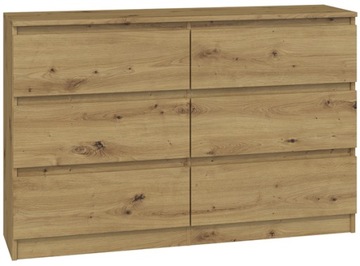 KOMODA 6 SZUFLAD SALON SYPIALNIA 120CM DĄB ARTISAN