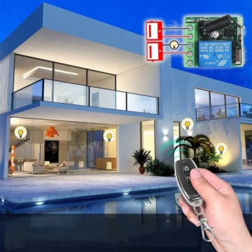 РЕЛЕ ДИСТАНЦИОННОГО УПРАВЛЕНИЯ С 2 ПУЛЬТАМИ ДИСТАНЦИОННОГО УПРАВЛЕНИЯ 433МГЦ 12В