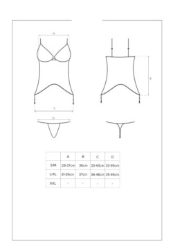 Корсет Contica + стринги S/M Obsessive