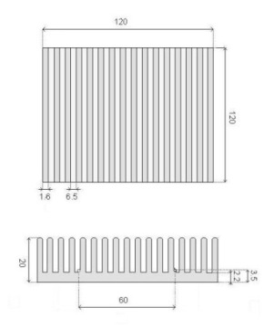 Алюминиевый РАДИАТОР R34 120x120x20 мм