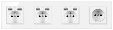 GNIAZDO USB GNIAZDKO SZKLANE poczwórne +6 USB 2.1A