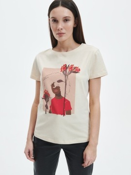 RESERVED T-shirt koszulka nadruk regular damska XL