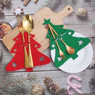 ŚWIĄTECZNE ETUI PODKŁADKI FILCOWE SZTUĆCE POKROWIEC DEKORACJA CHOINKA 6 SZT