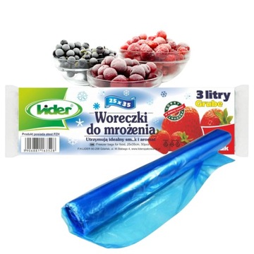 WORECZKI DO MROŻENIA ŻYWNOŚCI 3 LITRY 25 SZTUK GRUBE TRWAŁE MOCNE