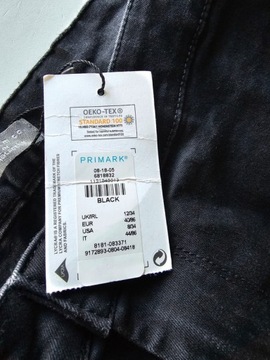 Primark spodnie jeansowe czarne super skinny 40