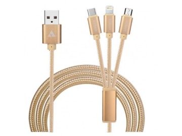 Kabel do telefonu 3w1 micro usb usb-c lightning 120cm 0807