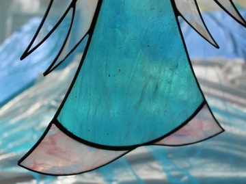 Витраж Тиффани про Ангел, большой, голубой опал