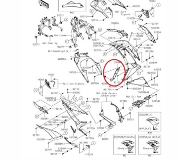 ОБТЕКАТЕЛЬ БОКОВОГО ПЛУГА ДЛЯ ЗАПРАВКИ KAWASAKI NINJA 650