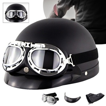 МОТОЦИКЛЬНЫЙ ШЛЕМ С ЗАЩИТНЫМИ ОЧКАМИ, ШЛЕМ ДЛЯ СКУТЕРА, МОТОЦИКЛА, ЧОППЕРА