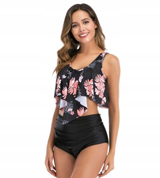 КУПАЛЬНИК БИКИНИ БОХО С ПОДКЛАДКАМИ ТРУСЫ ДЛЯ ПОХУДЕНИЯ С ВЫСОКОЙ ПОСАДКОЙ / M