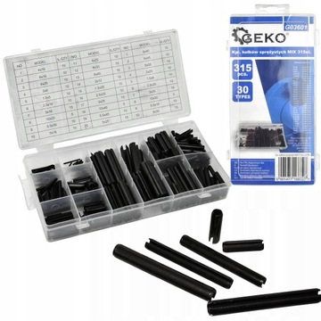 НАБОР ПРУЖИННЫХ ШТИФТОВ GEKO С ВТУЛКАМИ, 315 шт.
