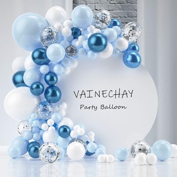 GIRLANDA BALONOWA XXL BALONY BIAŁA NIEBIESKA ROCZEK CHRZEST KOMUNIĘ 104