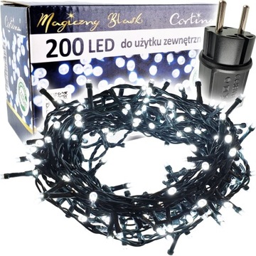 LAMPKI CHOINKOWE 200 LED ZEWNĘTRZNE BIAŁE 11,5M na CHOINKĘ CHOINKA