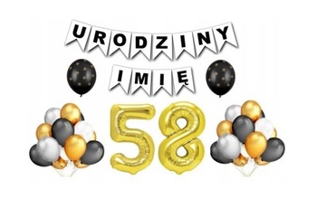 Zestaw na 58 Urodziny Balony Baner Dowolne Imię