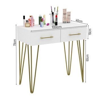 ТУДАРНЫЙ СТОЛИК КОСМЕТИЧЕСКИЙ, КОНСОЛЬ БЕЛОЕ ЗОЛОТО