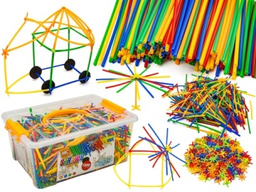 НАБОР БОЛЬШИХ КОНСТРУКТОРОВ для детей Соломинки Трубочки-палочки 1000 шт.