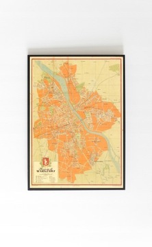 Stary plan miasta Warszawa 1950r. 70x50cm