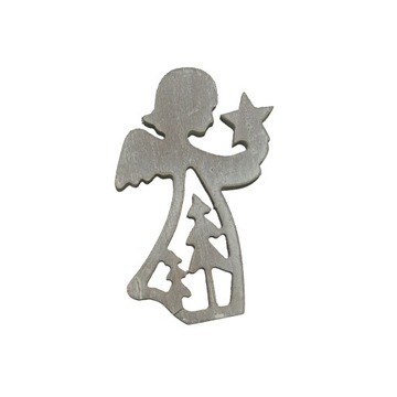 Szara drewniana świąteczna figurka anioła 14 cm ozdoba stroików na prezent