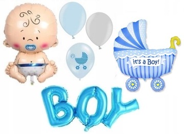 ZESTAW NA BABY SHOWER BALONY NARODZINY CHŁOPCZYKA