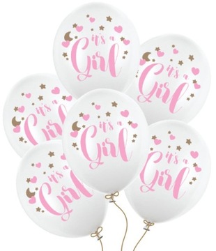 BALONY NAPIS IT'S A GIRL NA GENDER REVEAL BABY SHOWER DLA DZIEWCZYNKI 6 SZT