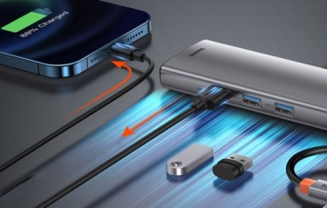 Адаптер-разветвитель Baseus HUB 9 в 1 USB-C — USB 3.0 RJ45 HDMI USB-C PD