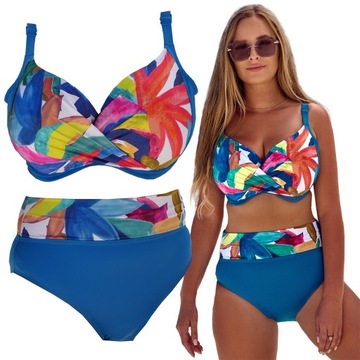 STRÓJ KĄPIELOWY DWUCZĘŚCIOWY WYSOKI STAN USZTYWNIANY KOSTIUM DAMSKI ROZ 70H