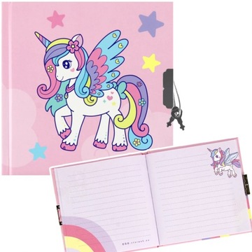 PAMIĘTNIK ZAMYKANY NA KLUCZYK NOTES UNICORN JEDNOROŻEC