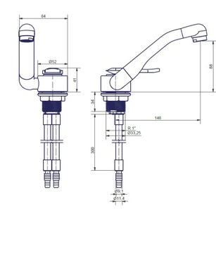 Смеситель Florenz с изливом, горячая и холодная вода Fendt Hobby
