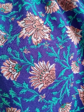 H&M granatowa niebieska letnia bluzka kwiaty ściągana top luźny łączka lato