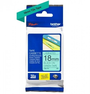 Taśma Brother 18mm czarny na zielonym TZe741