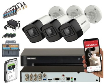 Monitoring na 3 kamery Hikvision Acusense TURBOHD