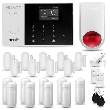 Alarm bezprzewodowy GSM + WiFi z aplikacją TUYA , zestaw , HUXGO HXA005