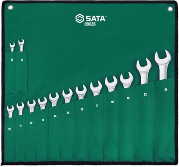 SATA 09026 ZESTAW 14 KLUCZY PŁASKO-OCZKOWYCH CRV