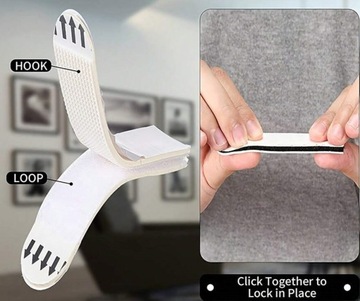 ПРОЧНАЯ САМОКЛЕЯЩАЯСЯ ЛЕНТА-ВЕЛКРО С КЛЕЕМ ДЛЯ КАРТИН, БЕЛАЯ 4 ПАРЫ