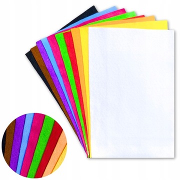 FILC DEKORACYJNY W ARKUSZU KOLOROWY 20x30 cm 10 SZTUK MIĘKKI