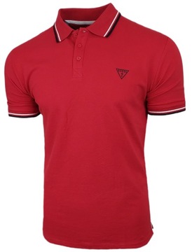 Guess Koszulka Polo męska CZERWONA 100% Bawełna Klasyczna POLO r. XL