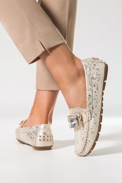 ОБУВЬ ЖЕНСКАЯ, Слипоны на плоской подошве, ДЕКОРАТИВНЫЕ КРИСТАЛЛЫ, БЕЖЕВЫЙ, размер 38